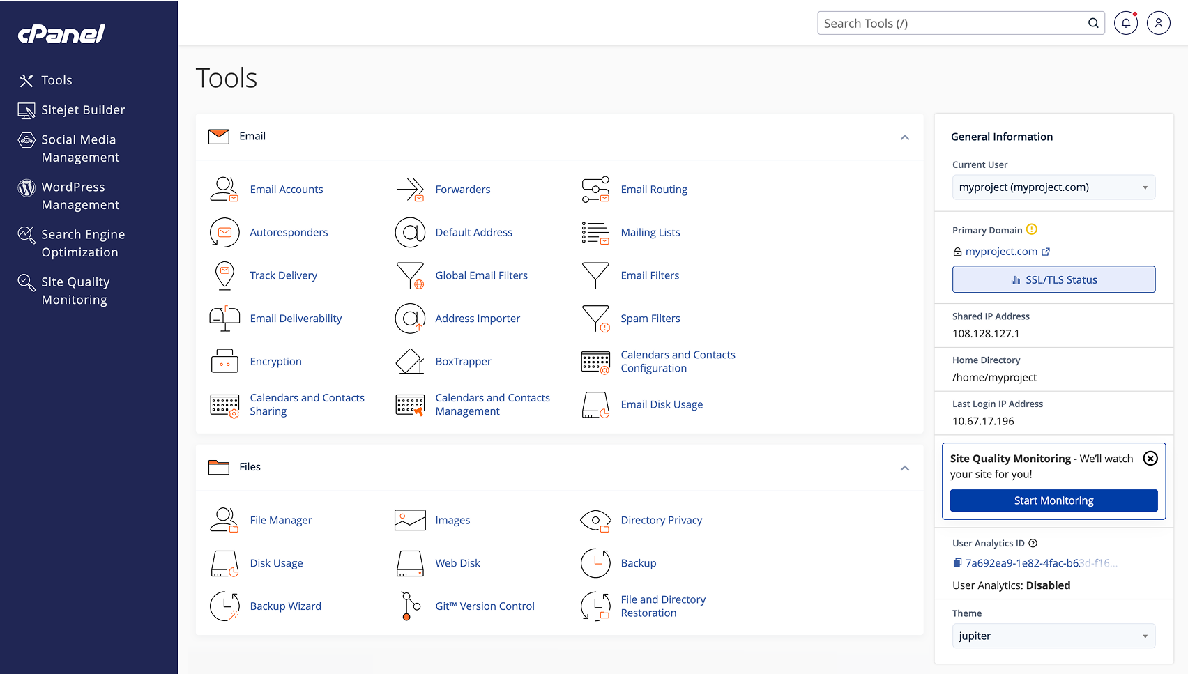 خرید هاست وردپرس پرسرعت - خرید هاست وردپرس ارزان 9 cPanel-tools-dashboard-new